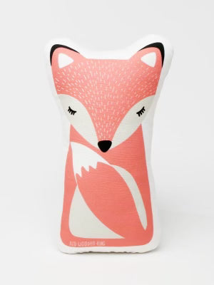 NEW 12” Organic Cotton Fox Pillow // Red Wooden Flag