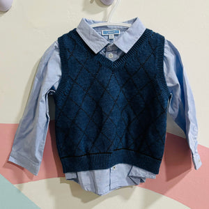 NEW Collared Shirt & Sweater Vest, 18m  // Jacadi