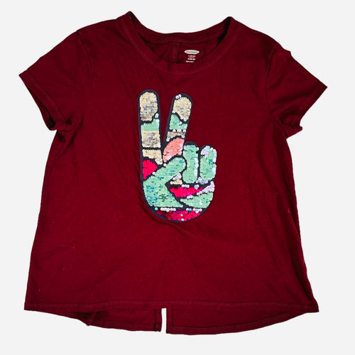 Sequin Peace Tee, 10-12 years